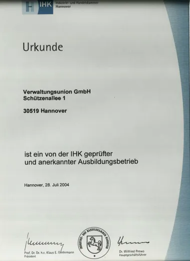 Zertifikat 11 der Verwaltungsunion GmbH bzw. von Mirko Hinz
